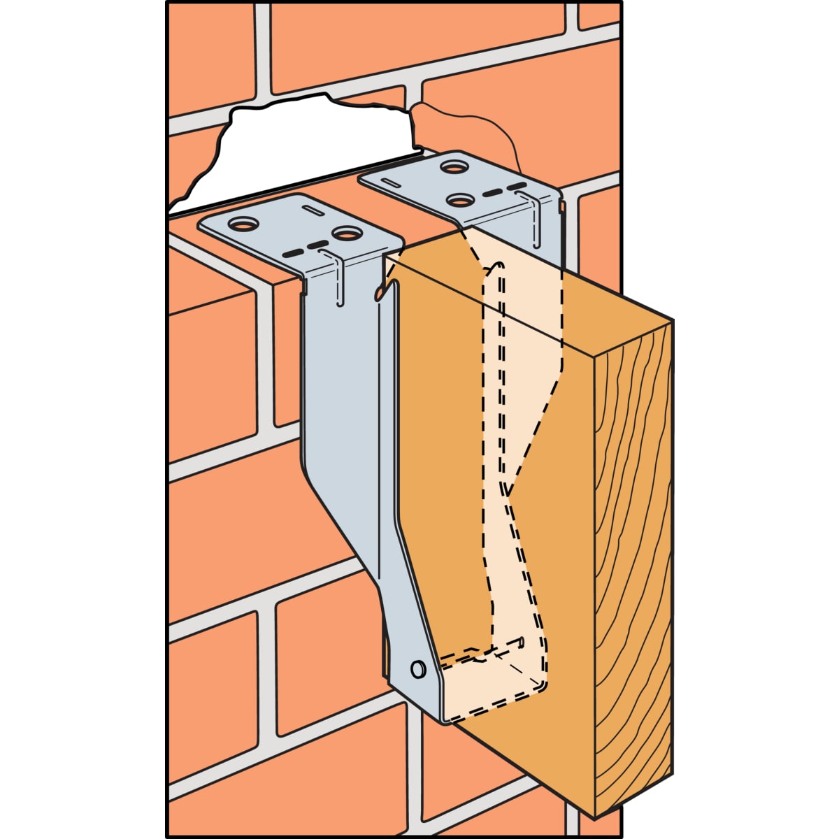 Product image for Simpson Strong-tie Masonry Joist Hanger 200 X 75 X 2mm Pre-galvanised