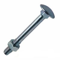 M10 Carriage Bolt with Nut 130mm Bright Zinc Plated