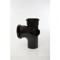 Polypipe Soil 92.5° Double Socket 2 Boss 110mm Black