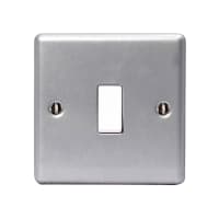 BG Electrical 1 Gang 2Way Single Switch Socket Metalclad Silver