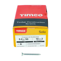 TIMCO Cross Recess Solo Woodscrews 50 x 5mm Bright Zinc Plated