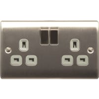BG Electrical Nexus Metal 2 Gang 13A Switch Socket Grey