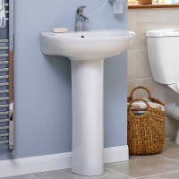 Essential Ocean 2 Tap Hole Basin and Pedestal 920 x 560mm White