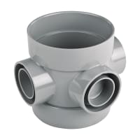 Wavin OsmaSoil Ring Seal System Bossed Pipe Double Switch 110mm Grey