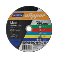 Norton Clipper Multi-Material Flat Cutting Disc 230 x 1.9 x 22.23mm