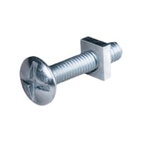 Rawlplug Roofing Bolt and Nut 80 x 6mm Bright Zinc Plated Pack of 10