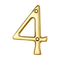 Carlisle Brass Numeral '4' Face Fix Number 76mm Polished Brass