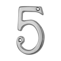 Carlisle Brass Numeral '5' Face Fix Number 76mm Satin Chrome