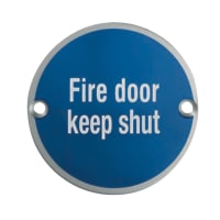 Eurospec 'Fire Door Keep Shut' Symbol Satin Anodised Aluminium