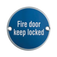 Eurospec 'Fire Door Keep Locked' Symbol Satin Anodised Aluminium