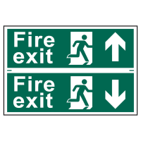 Fire Exit Man Running Arrow Up/Down' Sign 300mm x 100mm 2 Per Sheet