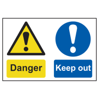 Danger Keep Out' Sign, Self-Adhesive Semi-Rigid PVC 600mm x 400mm