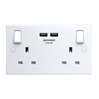 BG Electrical 2 Gang Double Switched Socket 13Amp White