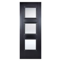 Amsterdam 3 Light Primed Plus Black Door 838 x 1981mm