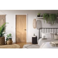 Jewson FSC Pre-finished Internal Oak Fire Door 5 Panel Vertical+ FD30, 1981mm high, width options