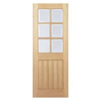 Mexicano 6 Light Prefinished Oak Door 826 x 2040mm