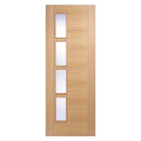 Vancouver 4 Light Offset Prefinished Oak Door 762 x 1981mm