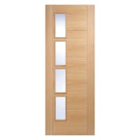 Vancouver 4 Light Offset Prefinished Oak Door 838 x 1981mm