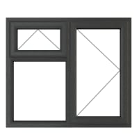 PVC-U RH Side Hung Top Opener Window 905 x 965 mm Grey/White