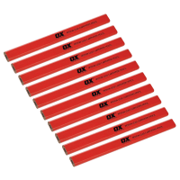 OX Trade Medium Lead Carpenter Pencil Red Pack of 10