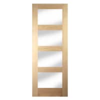 Kermos FSC Oak Door 4-Panel Shaker Clear Glazed 762 x 1981mm