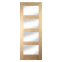 Jewson FSC Oak Door 4-Panel Shaker Clear Glazed 838 x 1981mm