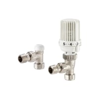 Honeywell Home Thermostatic Radiator Valve and Lockshield angled 15mm