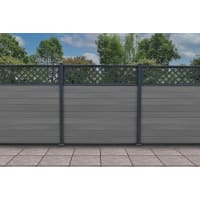 Piranha Bolt Down Composite Fence Kit with Diagonal Trellis 1800mm Antique Grey