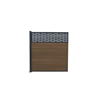 Piranha Bolt Down Composite Fence Kit with Horizontal Trellis 1800mm Brown Cedar