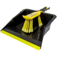 Bulldozer Heavy Duty Dustpan and Brush Set Black/Yellow