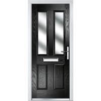 Crystal Four Square Composite Door 920 x 2055mm Two Glass Left Hand Obscure Glazed Black