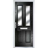 Crystal Four Square Composite Door 920 x 2055mm Two Glass  Right Hand Obscure Glazed Black