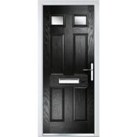 Crystal Six Square Composite Door Two Glass Left Hand 920 x 2055mm Obscure Glazed Black