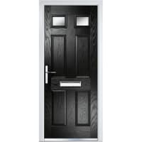 Crystal Six Square Composite Door 920 x 2055mm Two Glass  Right Hand Obscure Glazed Black