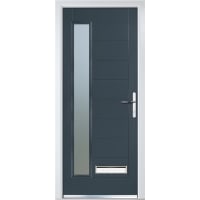 Crystal Long Glass Composite Door 7016 Left Hand 920 x 2055mm Obscure Glazed Grey