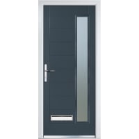 Crystal Long Glass Composite Door 920 x 2055mm 7016 Right Hand Obscure Glazed Grey