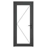 PVC-U Single Door Clear Glazed Left Hand 840 x 2090 mm Grey/White