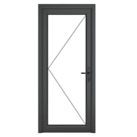 PVC-U Single Door Clear Glazed Left Hand 920 x 2090 mm Grey/White