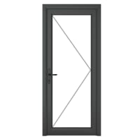 PVC-U Single Door Clear Glazed Right Hand 890 x 2090 mm Grey/White