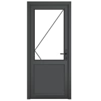 PVC-U Single Door 1 Panel Clear Glazed Left Hand 840 x 2090 mm Grey/White
