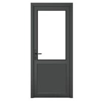 PVC-U Single Door 1 Panel Clear Glazed Right Hand 890 x 2090 mm Grey/White