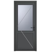 PVC-U Single Door 1 Panel Obscure Glazed Left Hand 890 x 2090 mm Grey/White