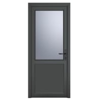 PVC-U Single Door 1 Panel Obscure Glazed Left Hand 920 x 2090 mm Grey/White