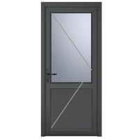 PVC-U Single Door 1 Panel Obscure Glazed Right Hand 890 x 2090 mm Grey/White