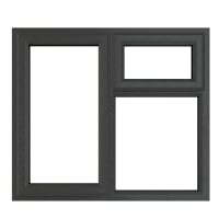 Crystal Triple Glazed Window Grey/White LH Top Hung 965 x 1190mm Clear