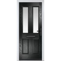 Carnoustie Black Clear Glass 890 x 2090mm Left Hand