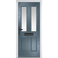 Carnoustie Slate Grey Stipolytte Glass 890 x 2090mm Right Hand