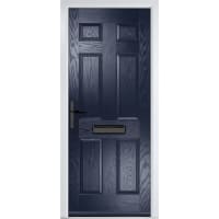 Muirfield solid Blue None Glass 890 x 2090mm Right Hand