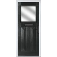 Eaton Black Clear Glass 890 x 2090mm Left Hand