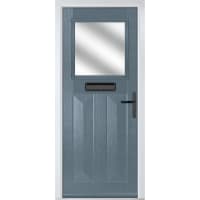Eaton Slate Grey Stipolytte Glass 890 x 2090mm Left Hand